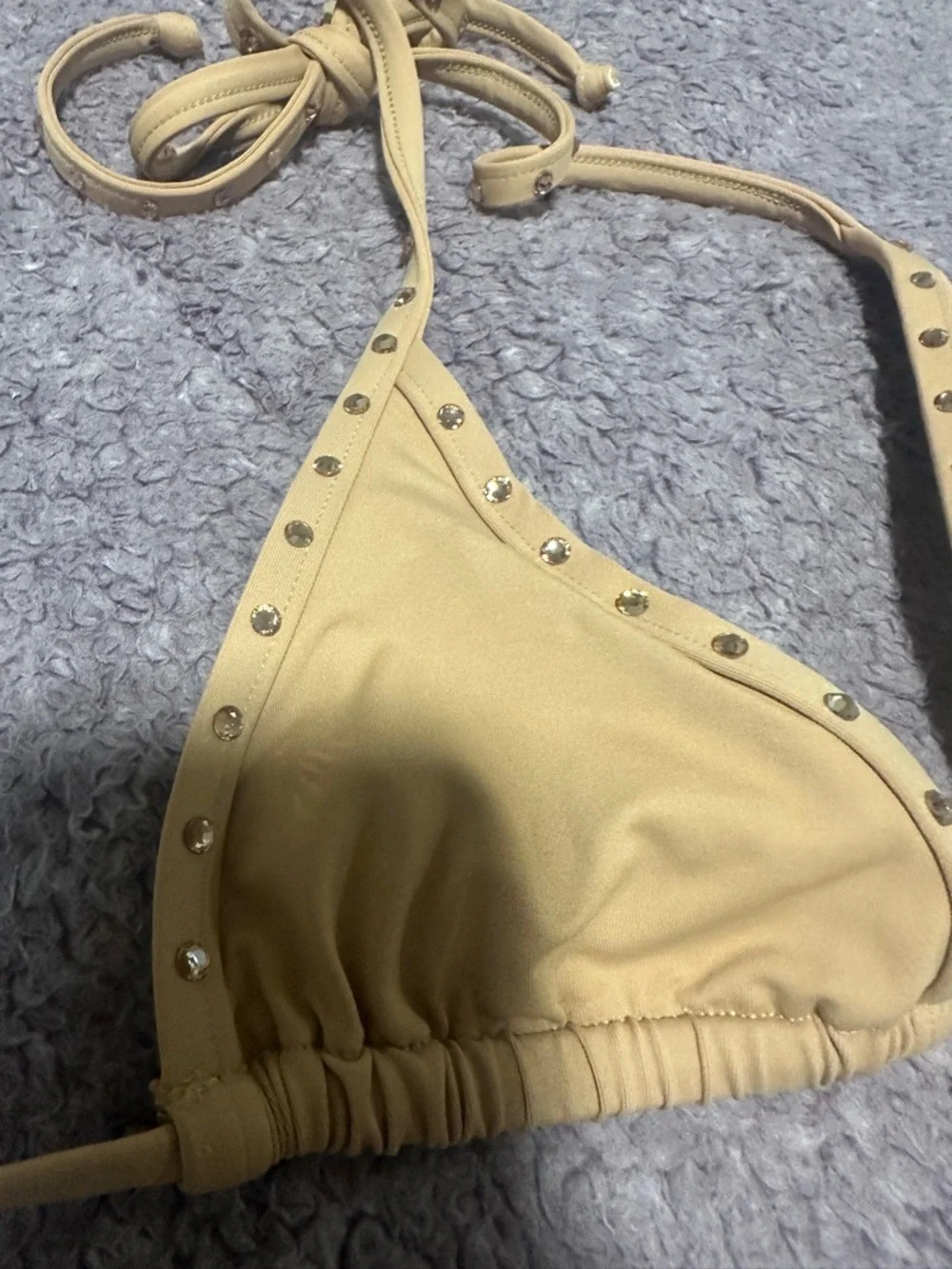 SKIMS Yellow Triangle Stud Bikini Top